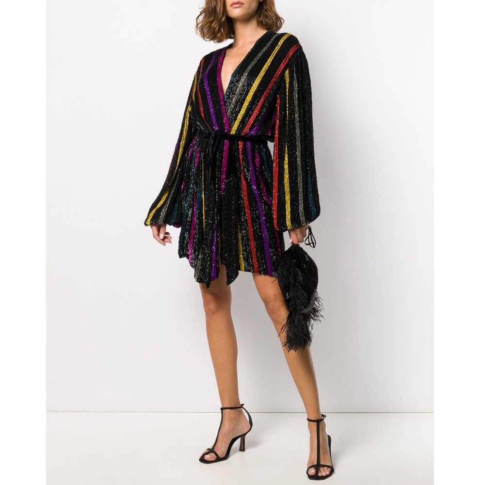 RETROFETE Gabrielle Long Sleeve Robe Wrap Dress